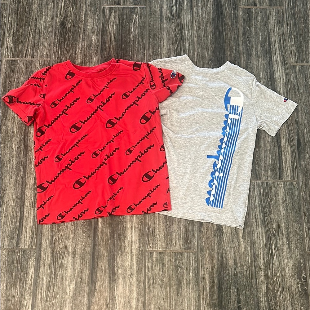 Champion Red and Gray Short Sleeve Tees Vibrant Design